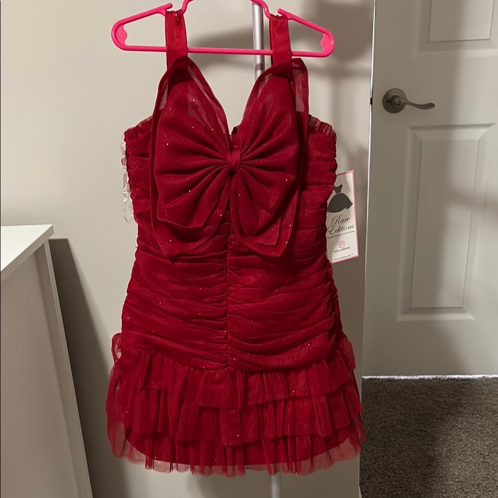 Elegant Red Kids Dress with Bow